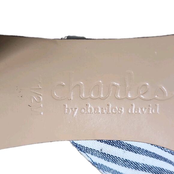 Charles by Charles David Striped Acapulco Mules W/ Buckle Size 7 1/2 Euc - Picture 6 of 7